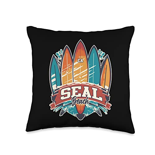 Cool Edgy Surf Beach Designs Seal Beach CA Rebel Surf Edgy Surfboard Design Throw Pillow