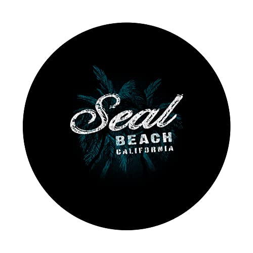 Seal Beach - Palm Cluster Distressed Stamp PopSockets Swappable PopGrip