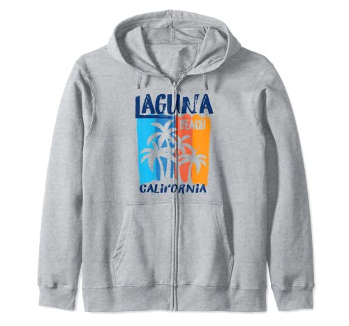 Laguna Beach California Fun Colorful Palm Trees Design Zip Hoodie