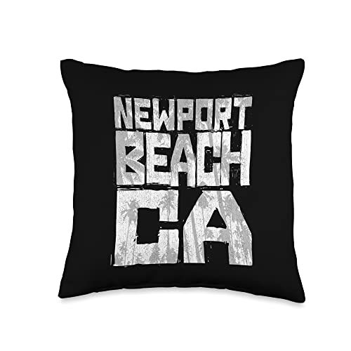 Beach Favorites Newport Beach California Chunk Block Palms Throw Pillow