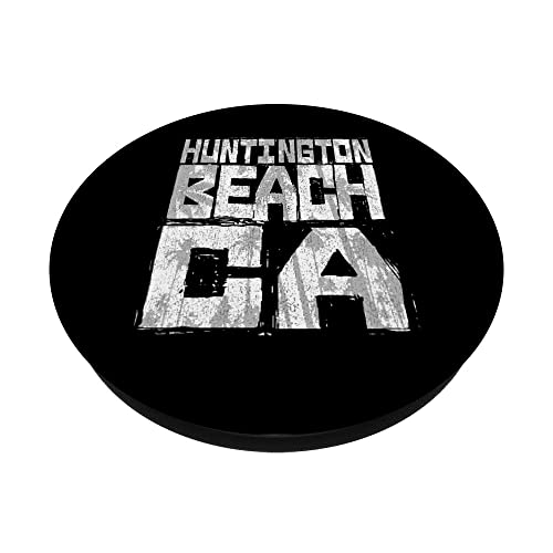 Huntington Beach California Retro Palm Sunset - Beach Design PopSockets Swappable PopGrip