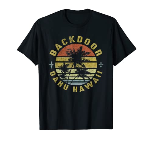 Backdoor Oahu Retro Palm Sunset - Beach Design T-Shirt