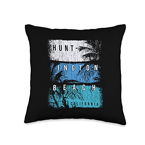 Beach Gifts Huntington Beach California Colorful Brush Strokes and Palms Throw Pillow