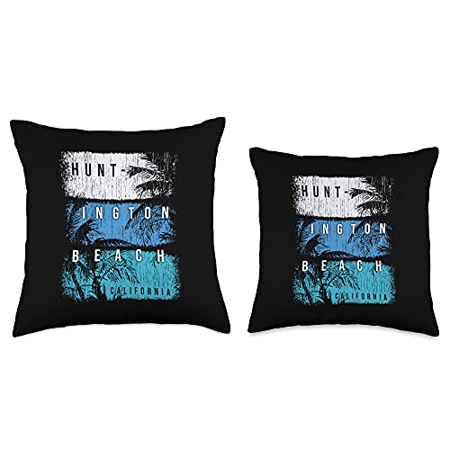 Beach Gifts Huntington Beach California Colorful Brush Strokes and Palms Throw Pillow