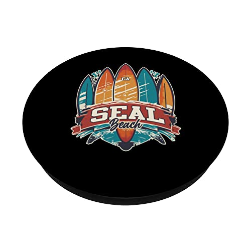 Seal Beach CA Rebel Surf Edgy Surfboard Design PopSockets Swappable PopGrip