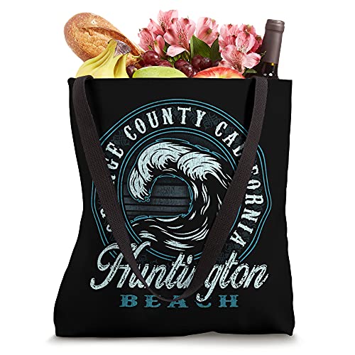 Huntington Beach Retro Wave Circle - Beach Gift Tote Bag