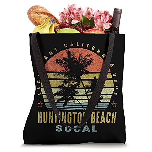 Huntington Beach Retro Palm Sunset - Beach Lover Gift idea Tote Bag