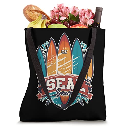 Seal Beach CA Rebel Surf Edgy Surfboard Design Tote Bag